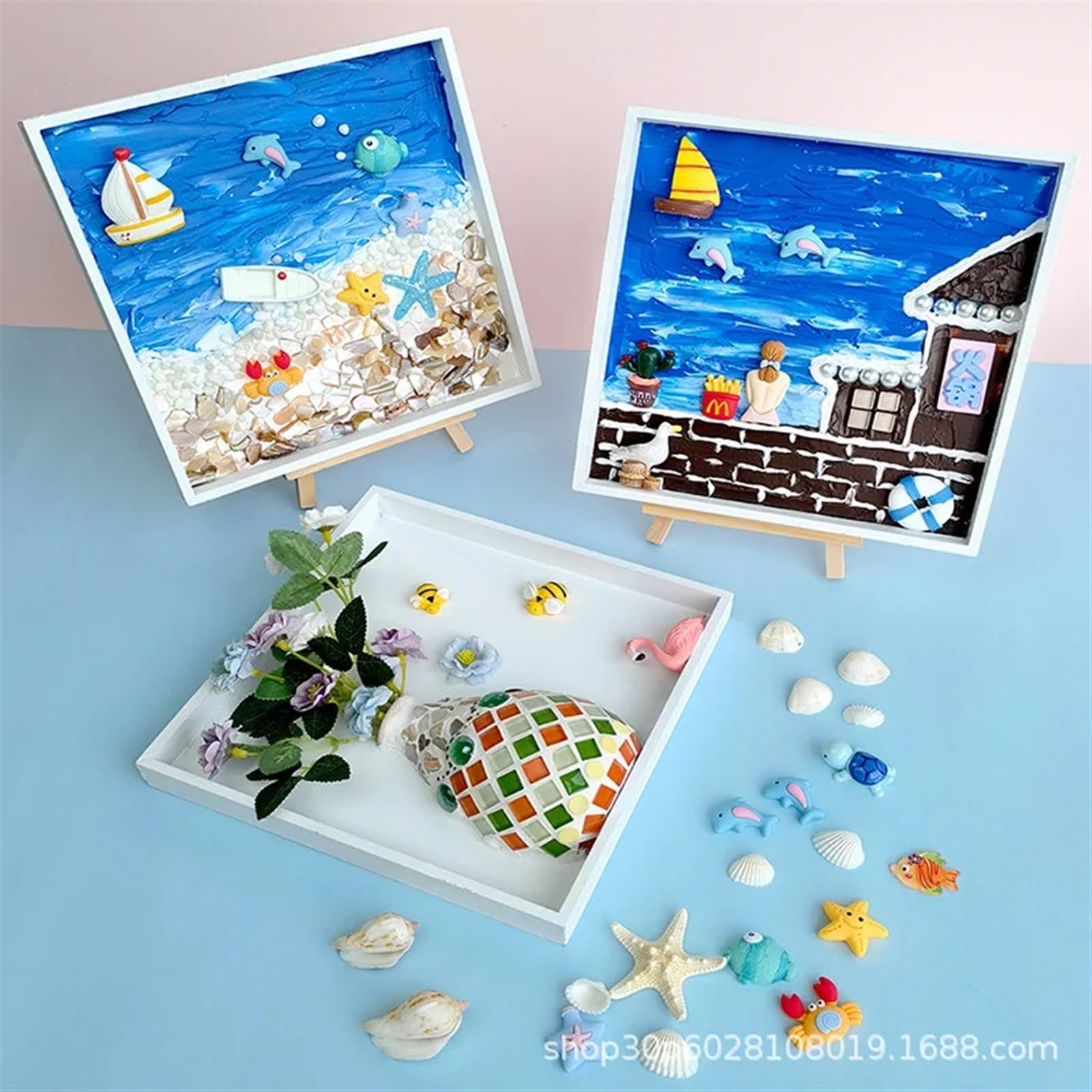 MEYTXOA Kit Mosaico Pittura decorativa tridimensionale fatta a mano, pacchetto di materiali didattici for ornamenti pittura creativa a mosaico