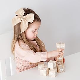 Niceye Fable Girls Hair Bows Cotton Linen Alligator Hair Clips or Little Girls Toddlers Kids Neutral Handmade Hair Accessories - 5.5 bow