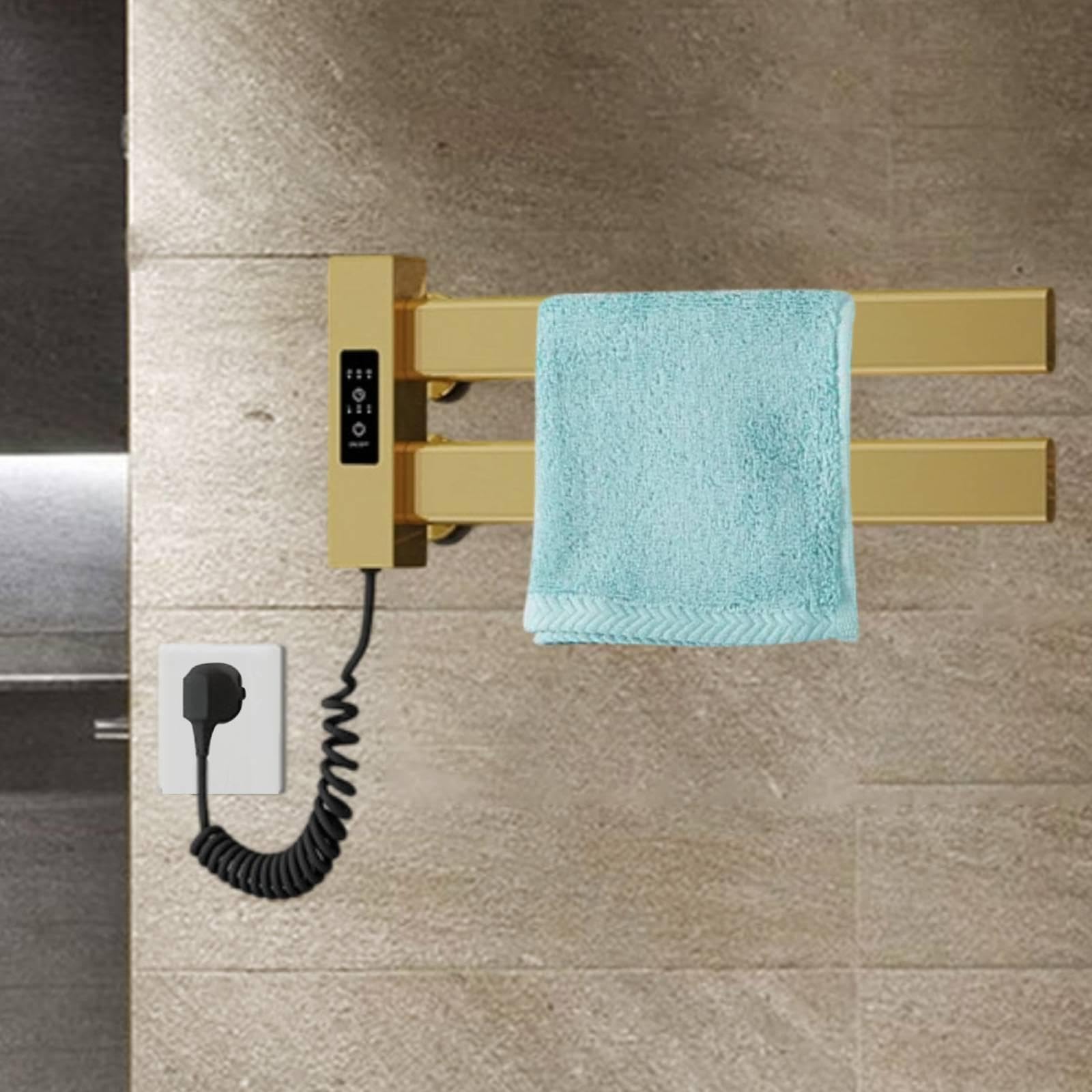 Qianly Scaldasalviette Elettrico, Design Moderno, Riscaldatore E Asciugatore Intelligenti, Struttura in Alluminio Impermeabile, Riscaldamento Costante, Oro
