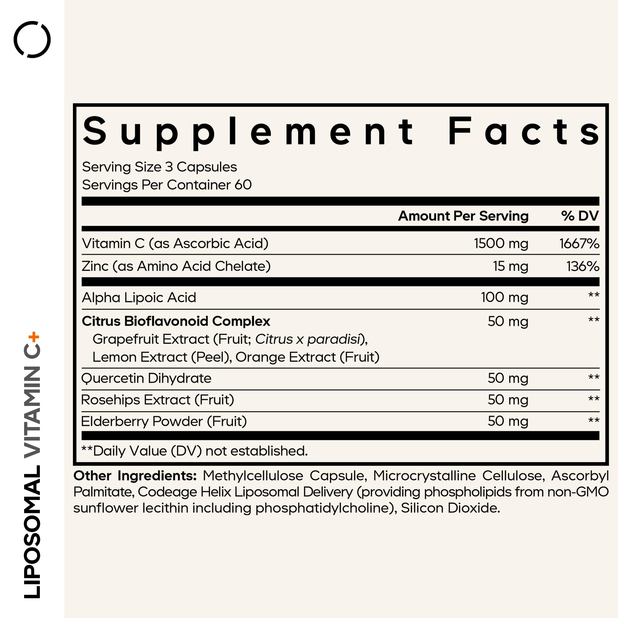 Codeage Liposomal Vitamin C 1500mg, Elderberry, Quercetin, 180 Capsules — Amazon image 2