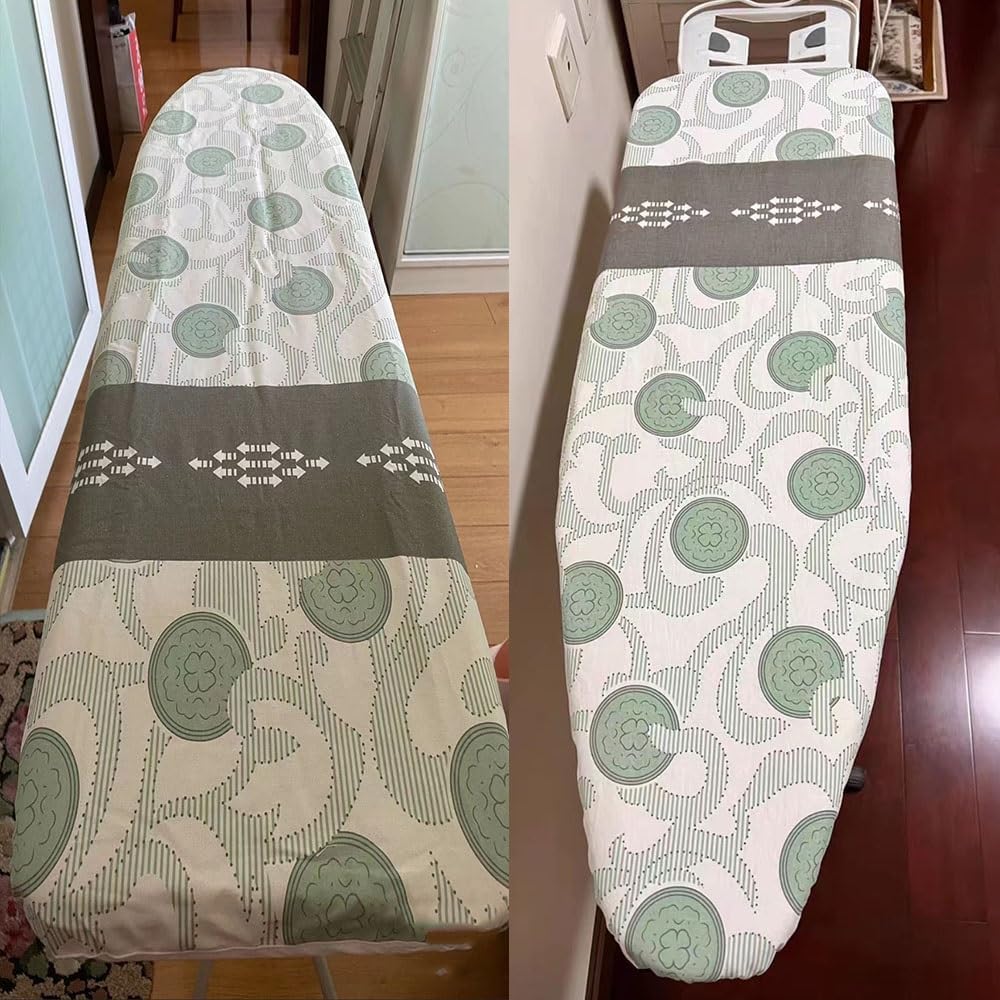 Ironing Board Cover 45x15 Inch Heat Resistant Ironing Board Pad with Fast-Glide Turbo Zone, Iron Board Cover with Thick Padding, Fastener Straps(14x43 inch(35x110 cm))