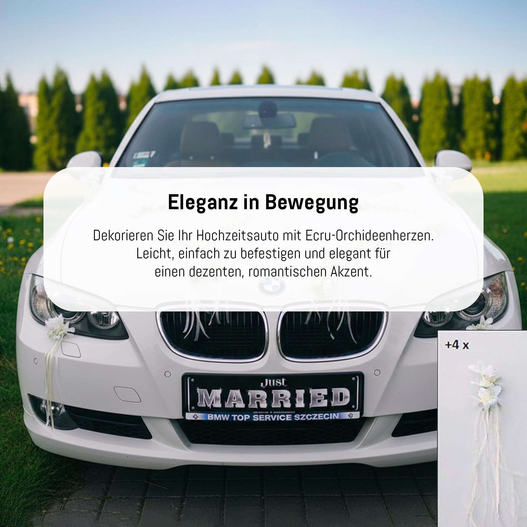 Auto-schmuck so einfach so kreativ Orchidées - Cœur de mariée - Rose - Décoration de Mariage - Voiture - Guirlande de Voiture - Écru