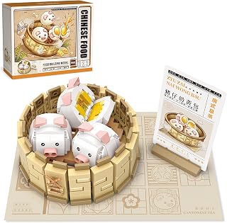 ENJBRICK Mini Building Blocks Kit for Adutls,Cute Piggy Chinese Food Building Set for Girls 8-14 Years (Not Compatible with Lego)