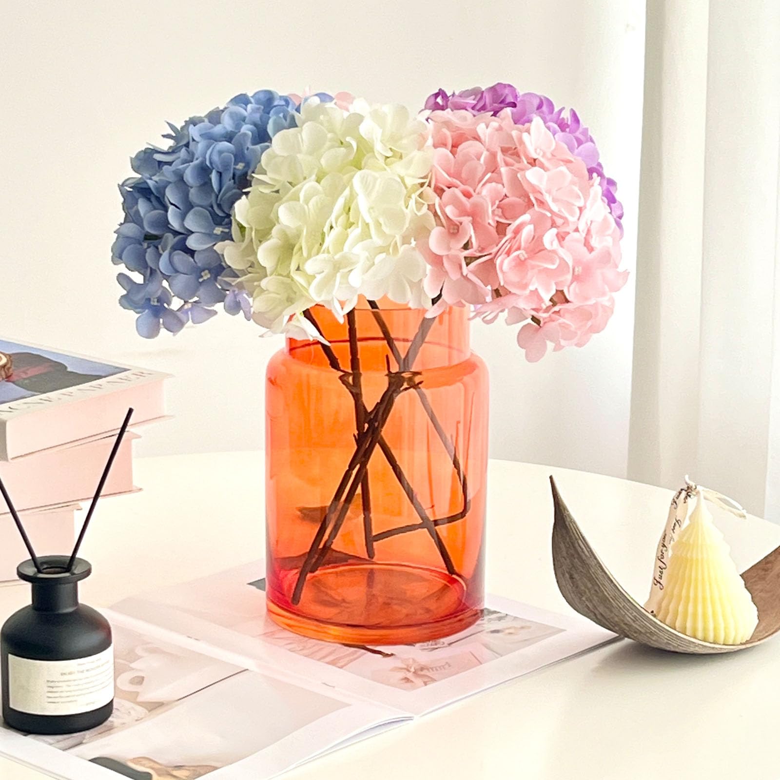 Amazon.com: BLOFLO Orange Glass Vase, 9 Inch Large Glass Vase for