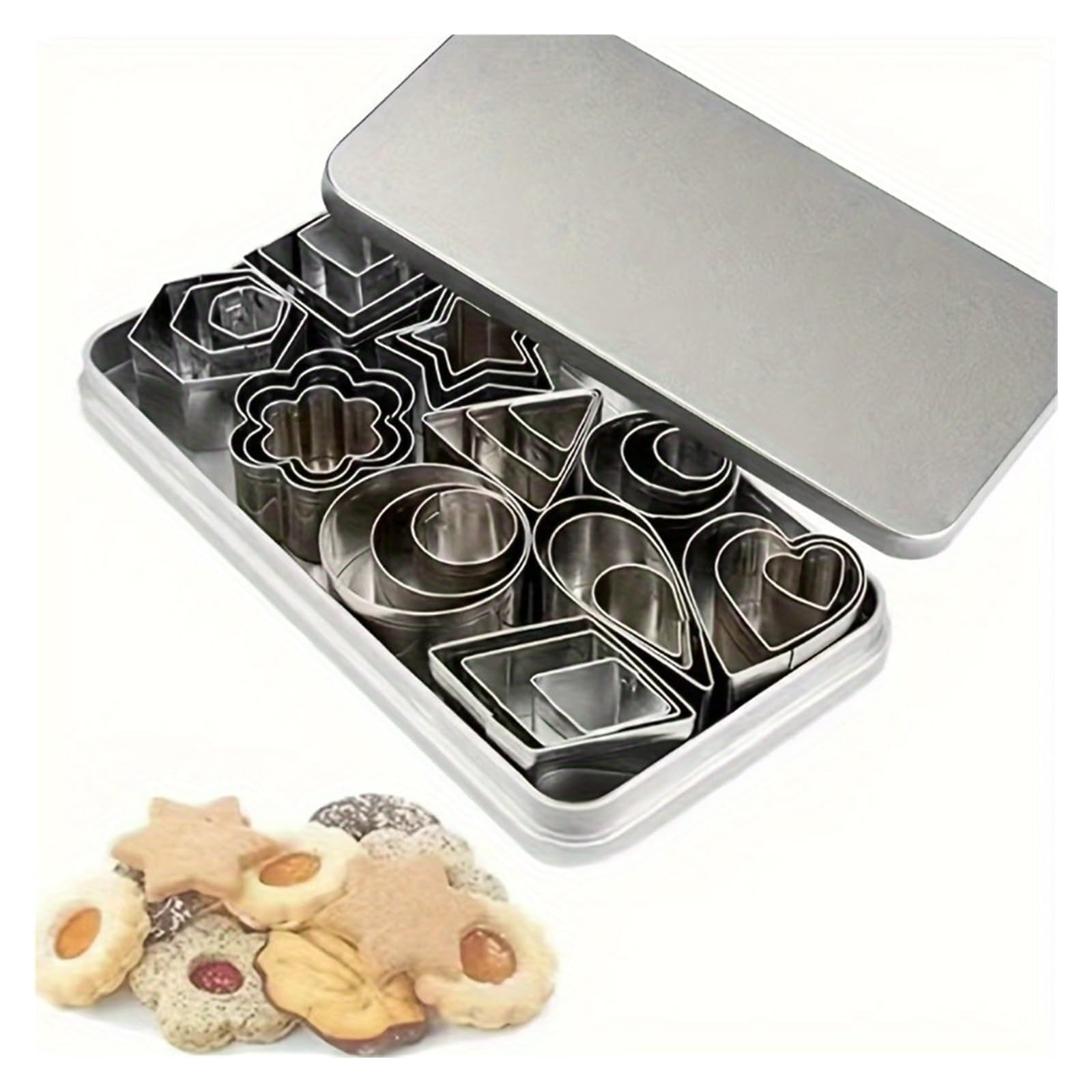 Juego de cortadores de galletas geométricos, artesanías únicas for hornear y arte de frutas, acero inoxidable duradero, moldes reutilizables for una cocina divertida y DIY
