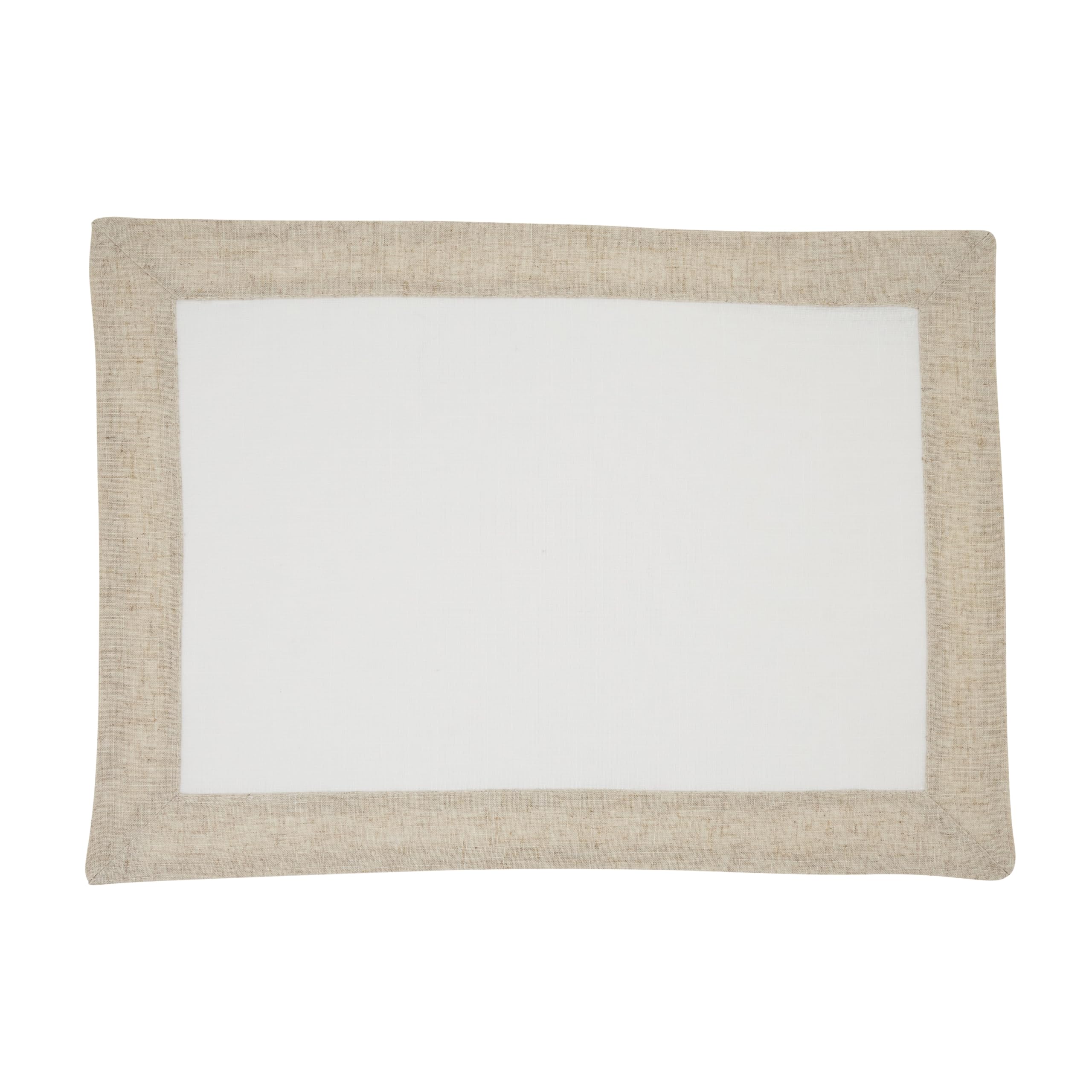 SARO LIFESTYLE Classic Border Placemats (Set of 4) - Everyday Placemats for Casual Dining, Family Meals and Layered Table Settings, 14"x20", Ivory