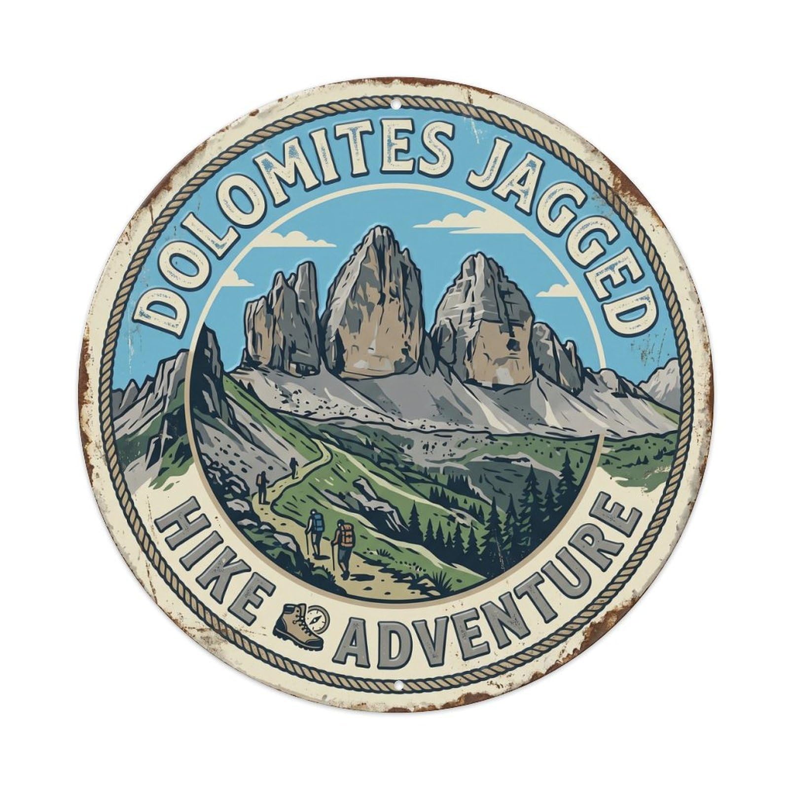 Dolomites Jagged Hike Italy Mountain Metal Tin Sign