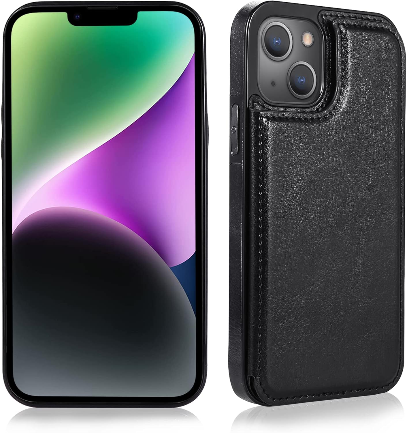 【Amazon限定ブランド】 iPhone14 ケース カバー 手帳型 高級PUレザー [3枚] ic カード収納 アイフォン14ケース カード入れ 2022 iphone14スマホケース 手帳ケース 可愛い オシャレ [軽量 薄い 耐衝撃 スタンド機能] iphone14ケース メンズ レディース 財布型 iPhone14カードケース（6.1 インチのiPhone14に対応） (黒)