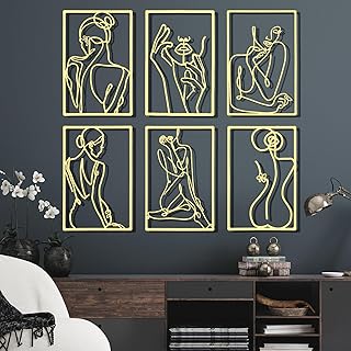 Cindeer 6 Pcs Metal Wall Decor Metal Abstract Woman Wall Art Modern Deco...