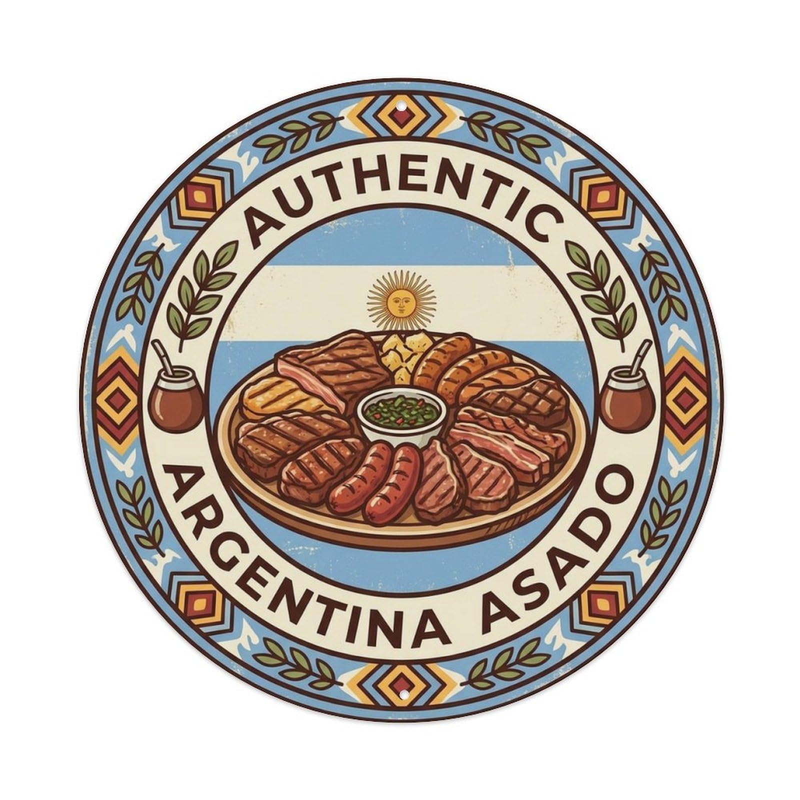 Argentina Travel Asado Argentine Grilled Meat Cuisine Metal Tin Sign