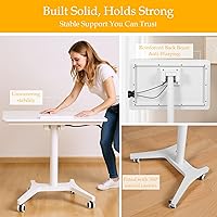 Vista 7 de Pneumatic Laptop Standing Desk Pneumatic Adjustable Height Desk with Wheels 90 Degree Tiltable for Home Office Classroom