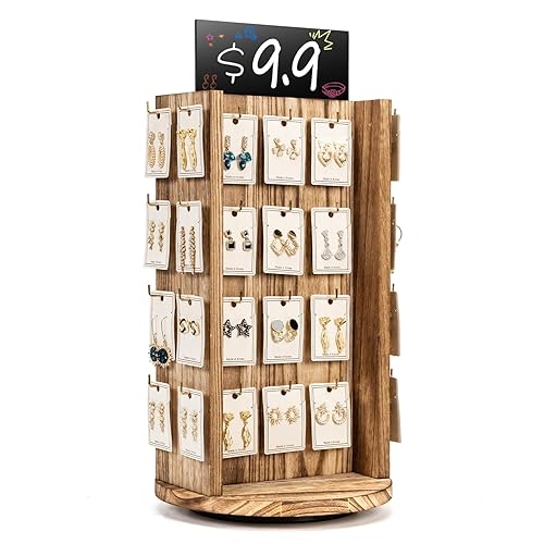 Pinzoveco Rotating Earring Display Stands for Selling with Adversitsing Board,