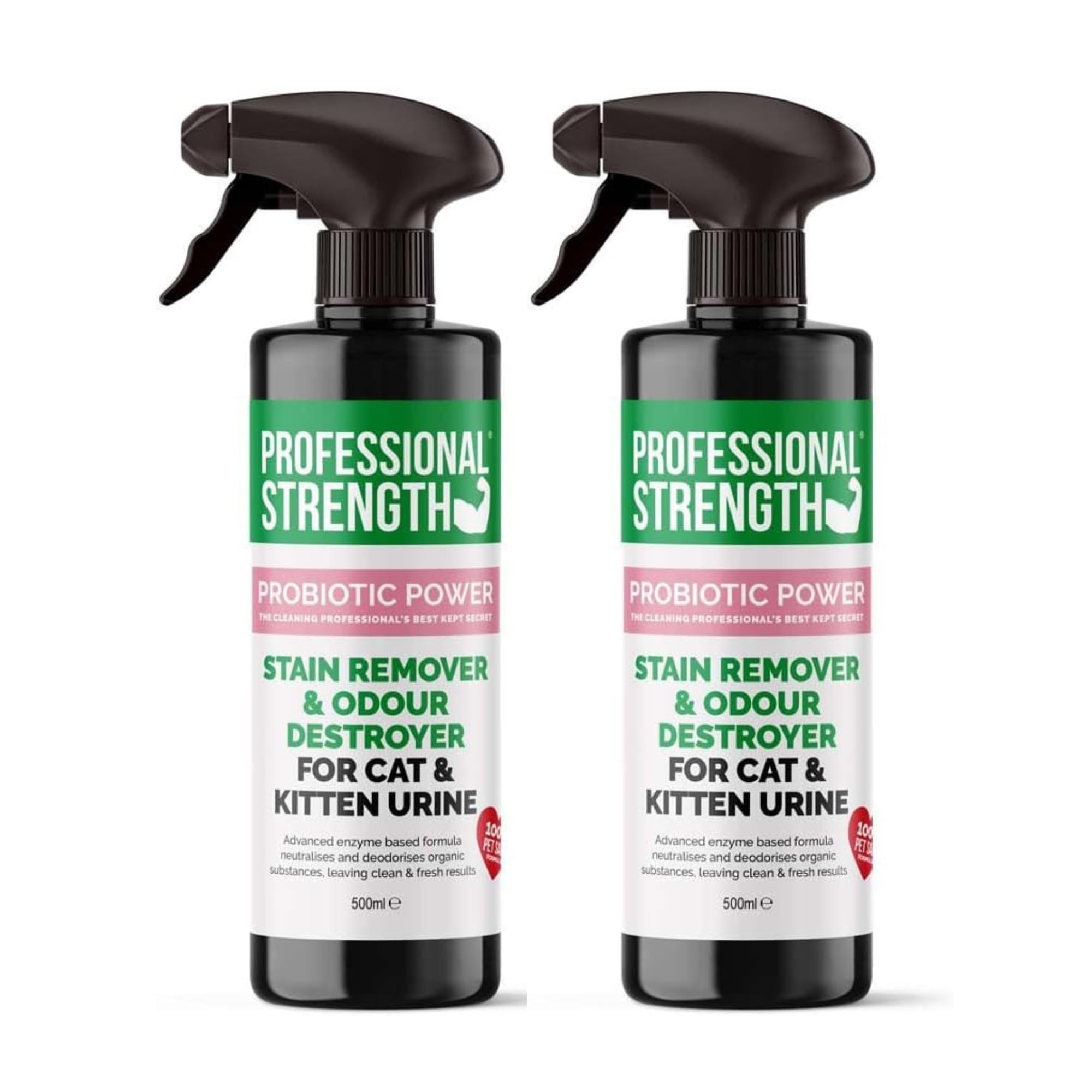Professional Strength Cat Urine Destroyer 500 ml (Pack of 2) | Enzymatic Spray to Eliminate Cat Urine Odour & Prevent Future Marking
