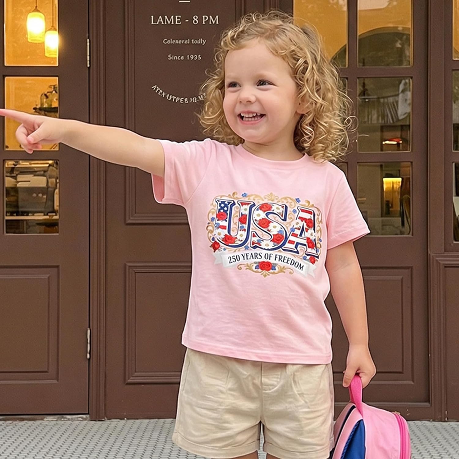 4th of July T-Shirt Toddler Boy Girl 250th Freedom Patriotic Toddler T-Shirt Independence Day Clothes