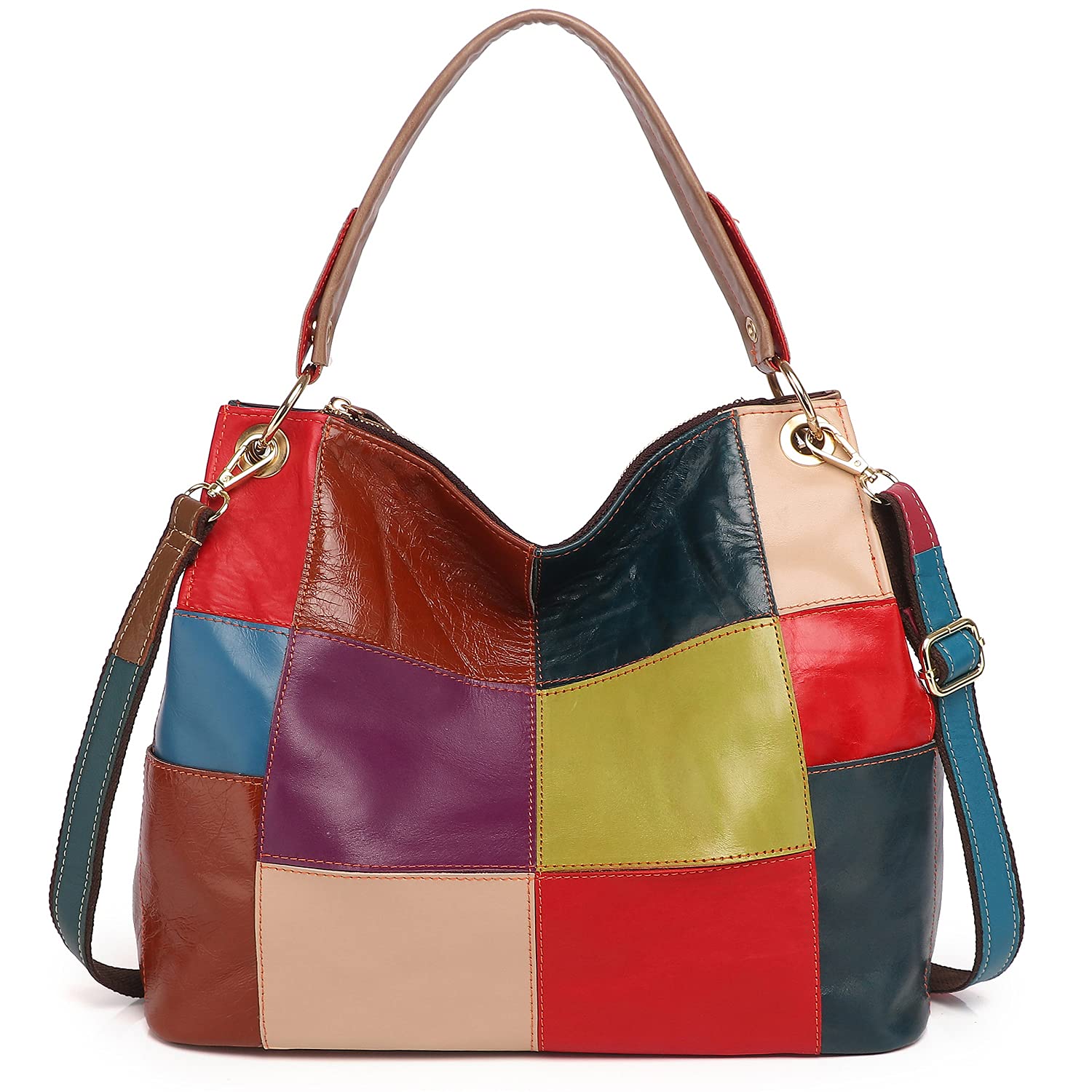 Bolso de mano multicolor al azar de las mujeres del bolso del bolso del bolso del hombro del diseño del empalme del bolso colorido del comprador de