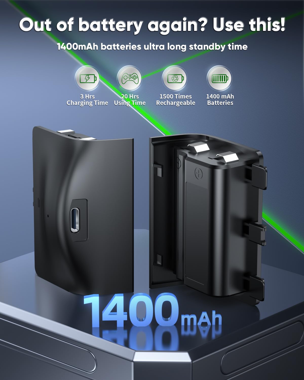 MENEEA Ladegerät-Ständer mit Lüfter Zubehör für Xbox Series S Controller Ladestation und Konsole mit Kühler, Kopfhörerhalterung, 2 x 1400 mAh wiederaufladbaren Akku (Schwarz)
