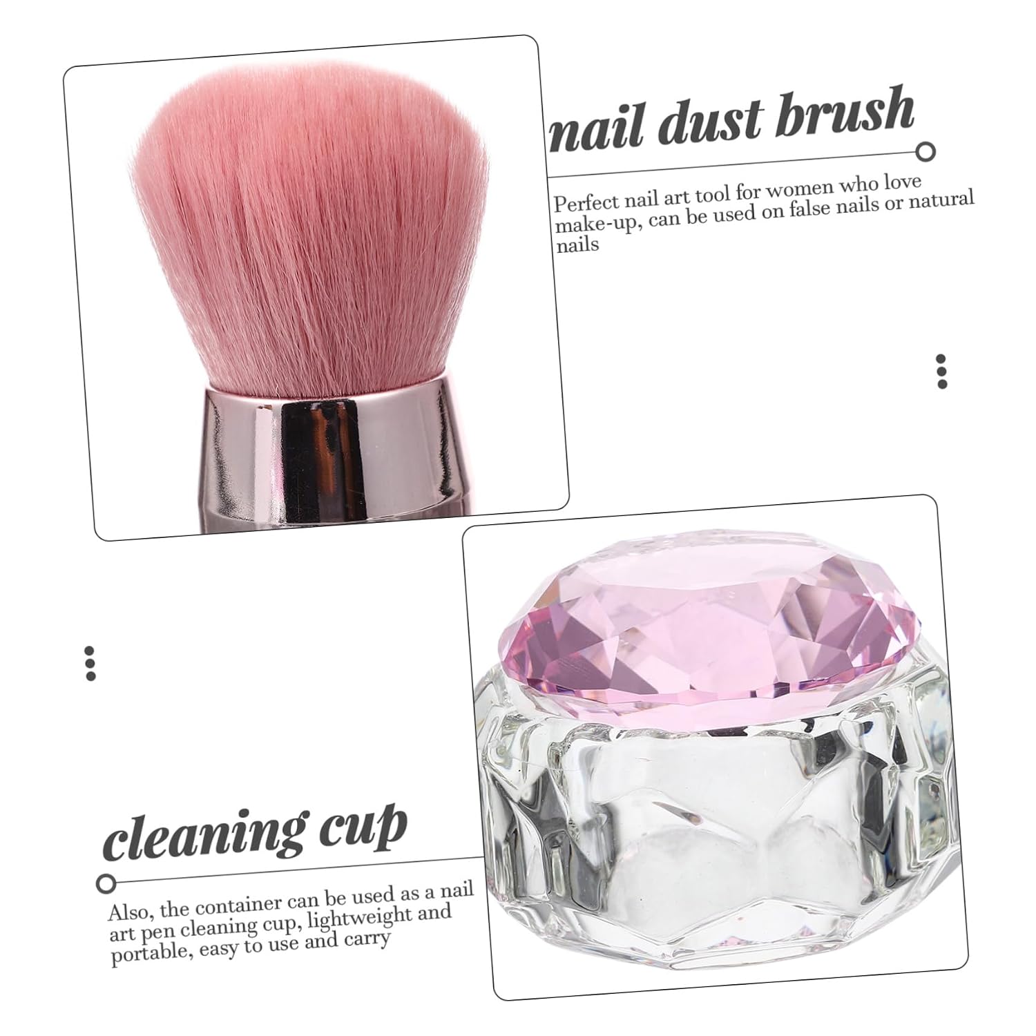 1set Nail Dust Brush Cup Nail Art Cleaning Brush and Mushroom Design for Manicure Care Tools and Home Use
