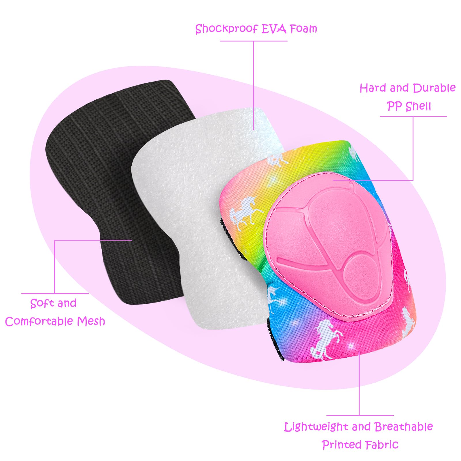 Genouillères pour enfants, équipement de protection réglable avec sac en maille, genouillères et coudières, protège-poignets pour filles, enfants, patins à roulettes, cyclisme, skateboard