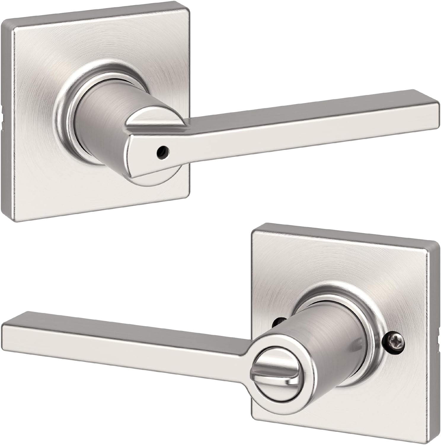 Product image of Kwikset Casey Interior Privacy Door Handle with Lock, Door Lever For Bathroom and Bedroom, Satin Nickel Reversible Keyless Turn Lock, with Microban Protection
