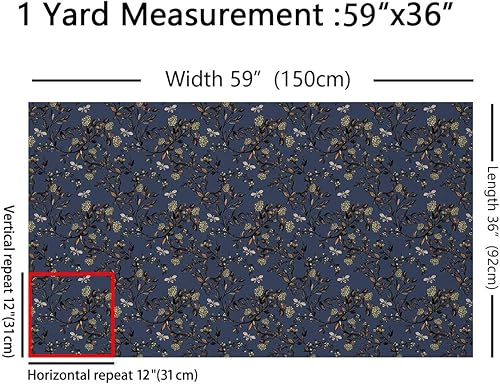 Miniatura 2 de Erosebridal The Yards - Tela floral de The Yard, tela de decoración de hojas retro, tela de tapicería de flores de hortensias de abejas de granja,