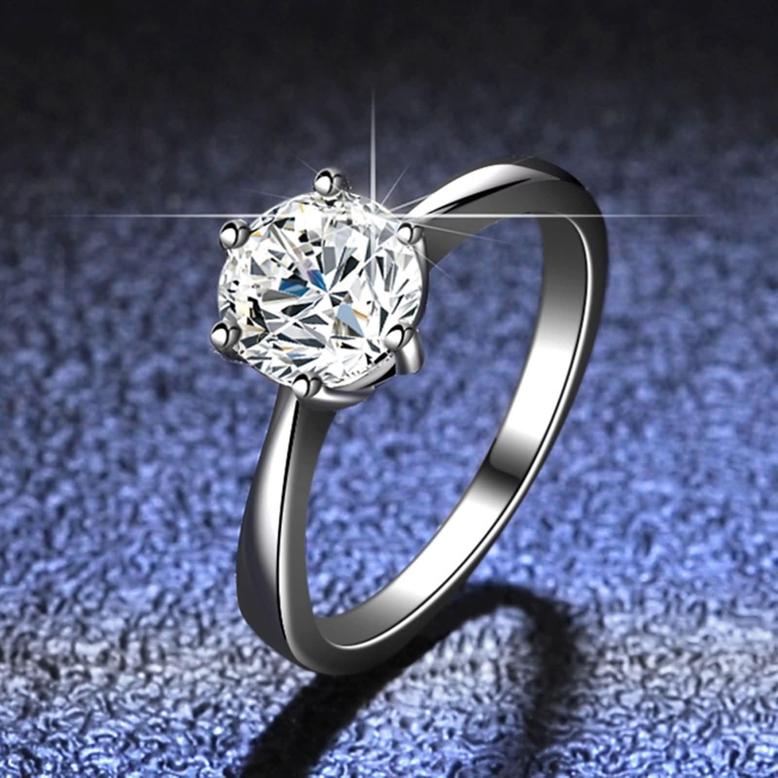 Anillo solitario de oro blanco de 9 K/14 K/18 K, 6 garras, anillo de compromiso con moissanita, oro auténtico, joyas de oro real, alianzas Au 375/585/750, oro blanco, talla 47-65