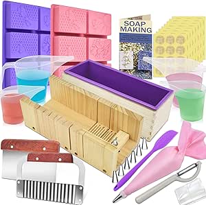 Artcome Soap Making Kit - Complete DIY Soap Making Supplies with 42oz Silicone Loaf Mold, Wooden Cutting Tools, Honeycomb Molds, Measuring Cups &amp; More for Crafting Handmade Soaps - Ideal for Gift