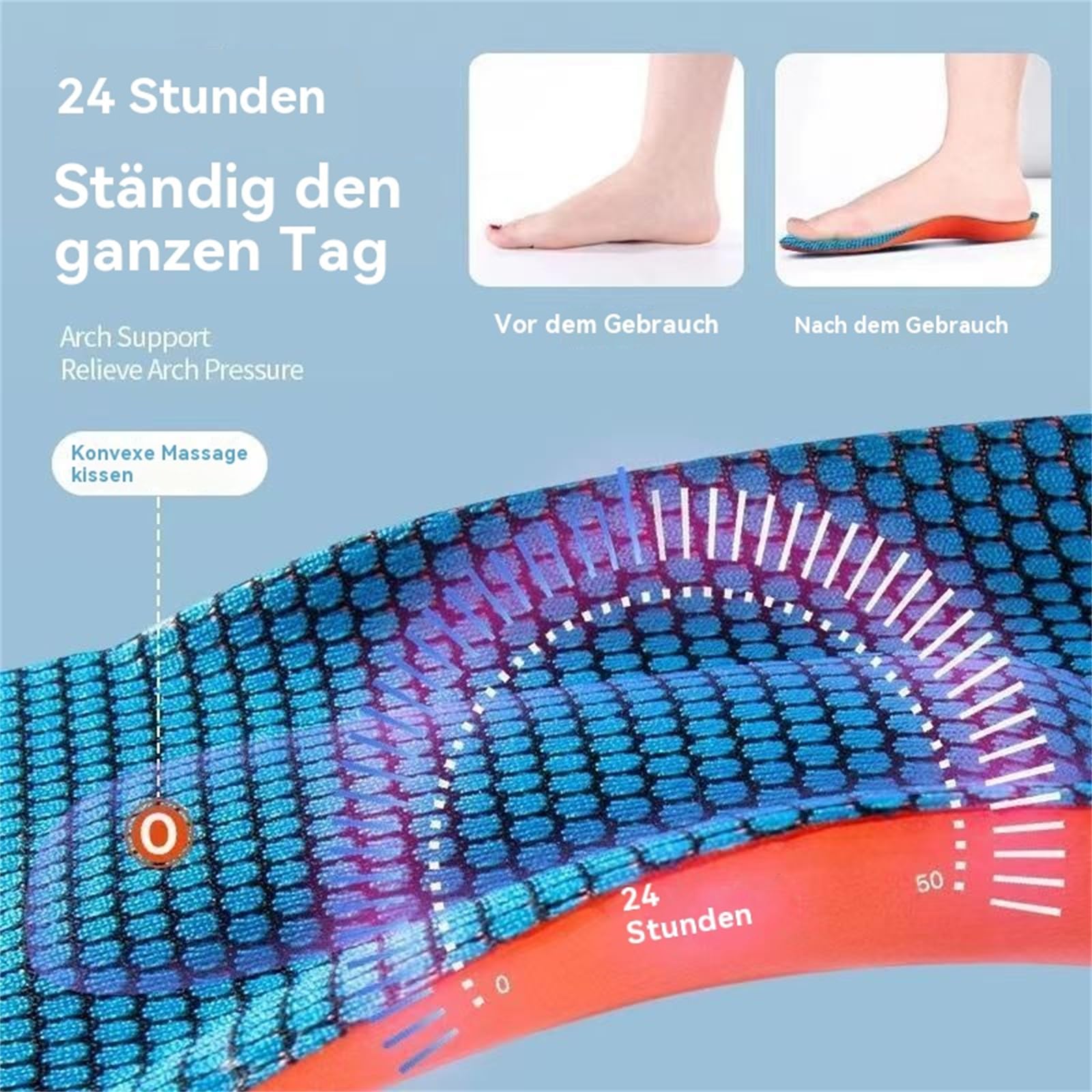 Comfysole, Comfysole Original, plantilla para fascitis plantar, plantillas ortopédicas cómodas, soporte para arco del pie, alivia la presión (2 pares de naranjas, 45-46)