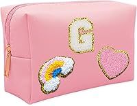 Vista 9 de Bolsa de Maquillaje Preppy, Estuche de Lápices de Cuero PU Premium Impermeable Bolsa de Cosméticos con Sonrisa Corazón Arcoíris Linda Bolsa