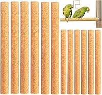 Birheatry 12 Pack Sand Perch Covers for Birds - 10" x 0.78" Natural Nail Trimmers for Parakeets, Lovebirds, Canaries, Parrotlets (Yellow)