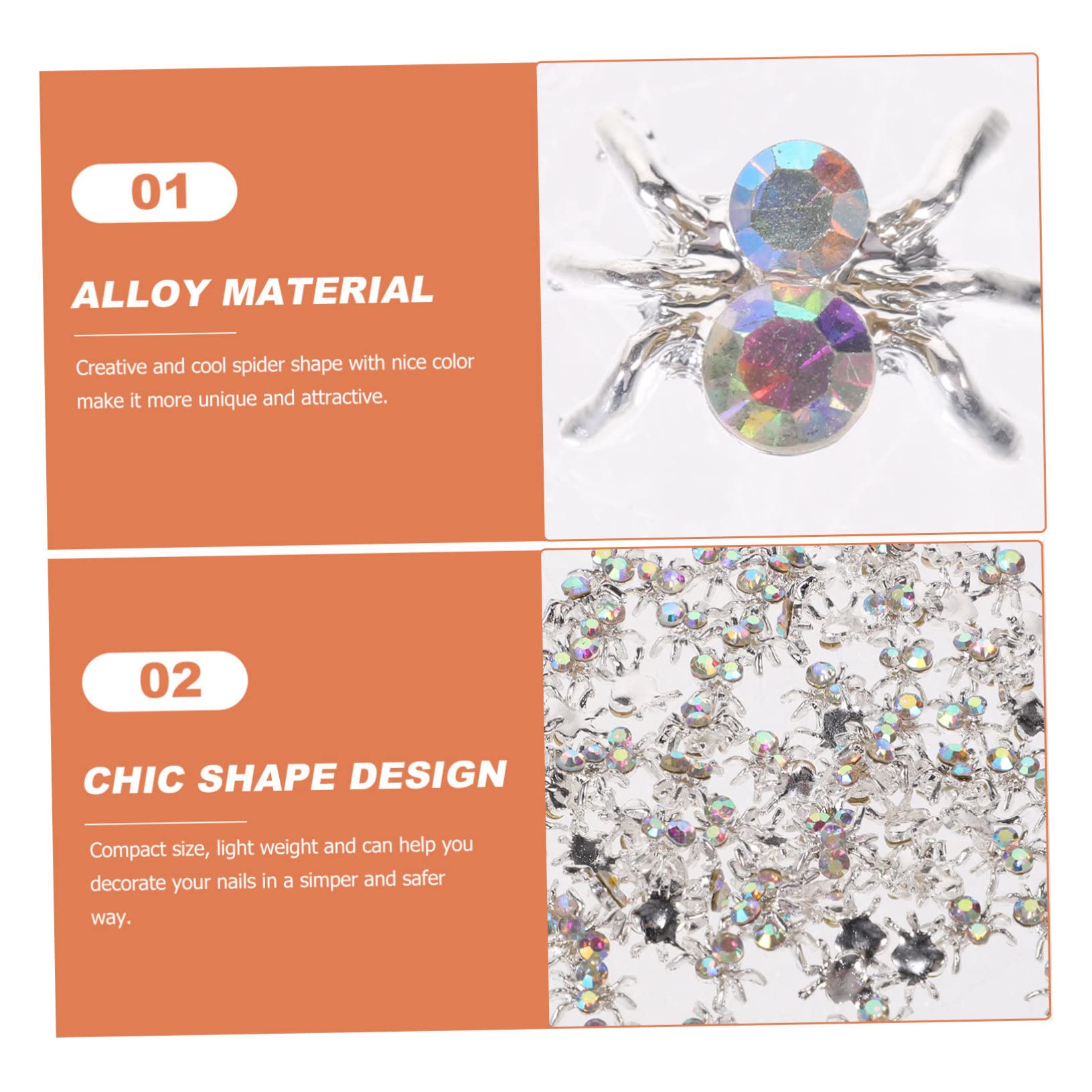 Healvian 500pezzi Charm Per Unghie Forma Di Ragno Decorazioni Per Manicurper Halloween Feste e Occasioni Speciali Facili Da Applicare Per Nail Art Creativa