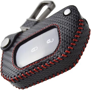 Carbon Pattern Woven Leather Key Fob Cover for Jeep Wrangler Rubicon 392 JL JLU Wagoneer Gladiator JT Flip Fold Remote