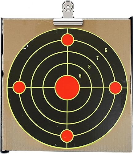 Miniatura 7 de ATFLBOX Paquete de 25 objetivos de disparo de 12 pulgadas Bulleye Super Splatter Paper Target y objetivo adhesivo. Disparos en exteriores e