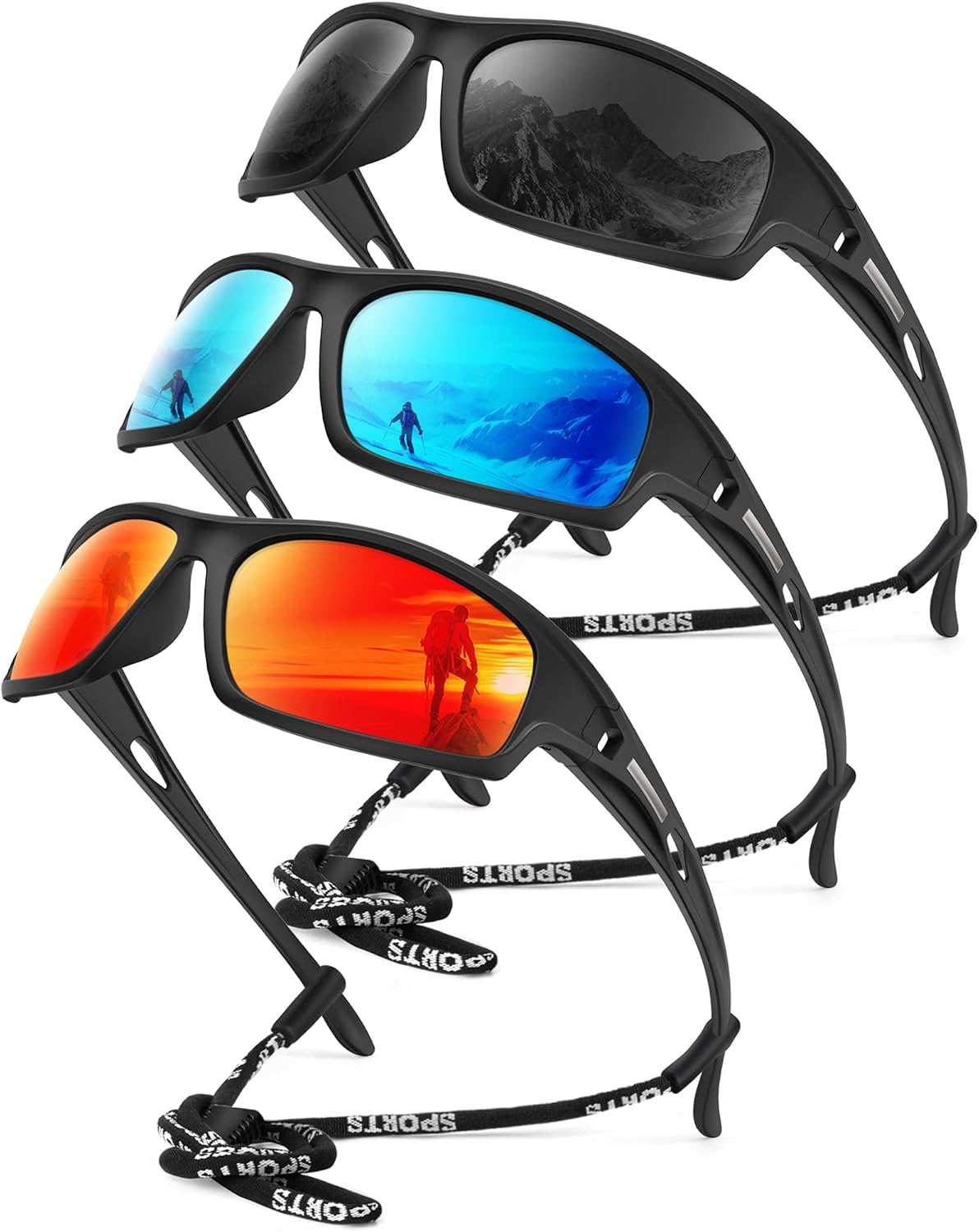 KALIYADI Polarized Sunglasses-Men Sports Sun-Glasses: Mens Sunglasses UV400 Protection for Running Fishing Golf