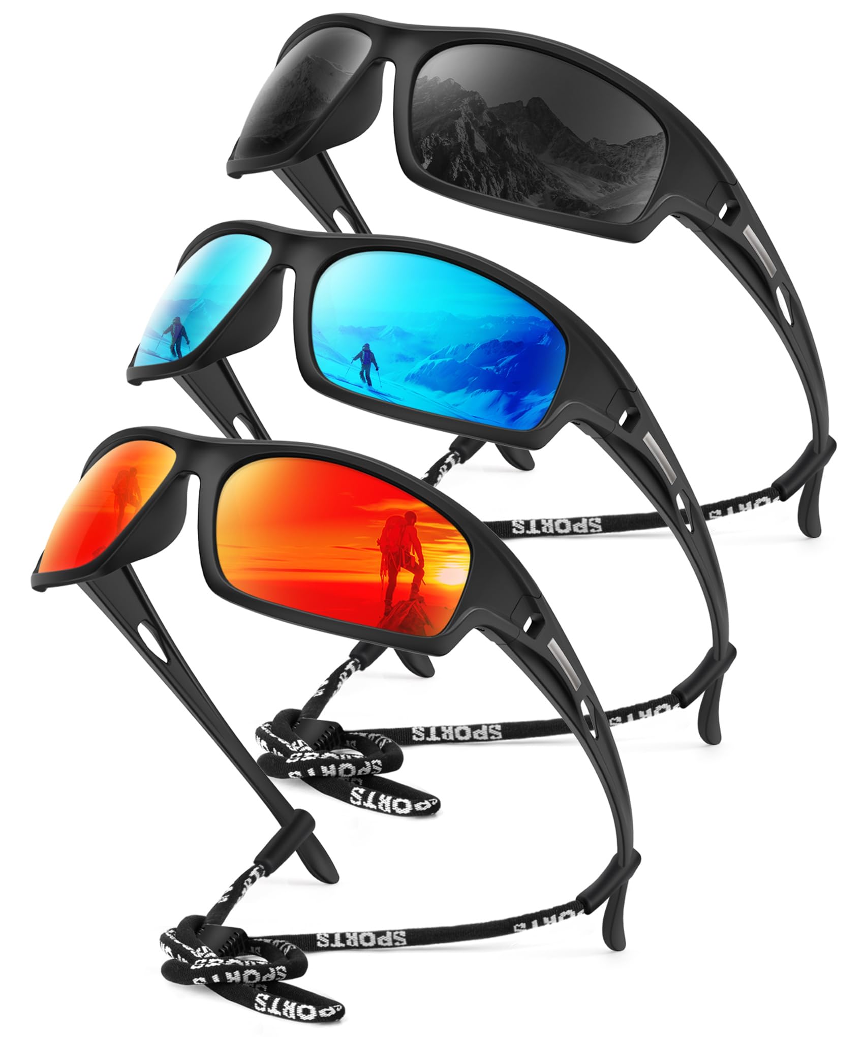 KALIYADI Polarized Sunglasses-Men Sports Sun-Glasses: Mens Sunglasses UV400 Protection for Running Fishing Golf Global Recycled Standard Global Recycled Standard Global Recycled Standard
