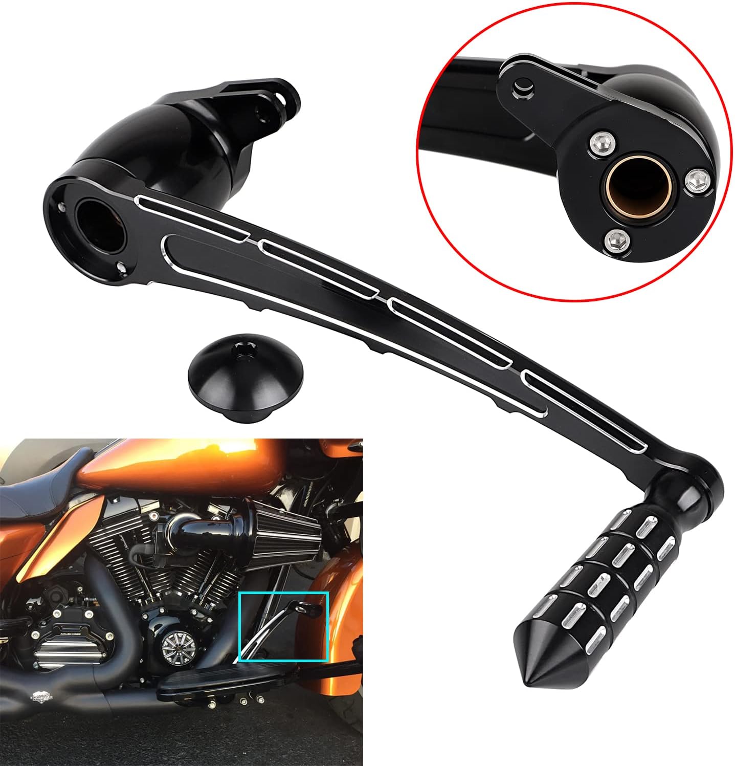 SHMT Brake Arm Kit Lever with Peg Pedal Compatible with 2014-2022 Harley Touring Road Glide FLTRX Street Glide FLHX Road King FLHR