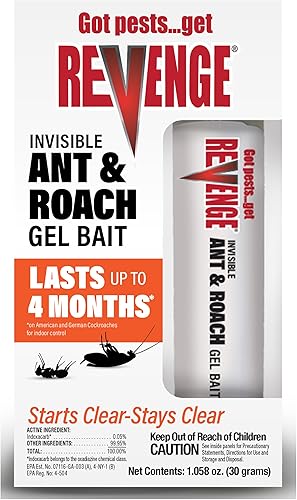 Revenge - Cebo invisible de gel para hormigas y cucarachas, protección duradera para plagas domésticas