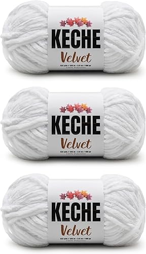 Miniatura 11 de Keche Hilo de terciopelo para ganchillo, manta de felpilla suave, voluminosa, hilo amigurumi, 3.53 oz (132 yardas), color menta