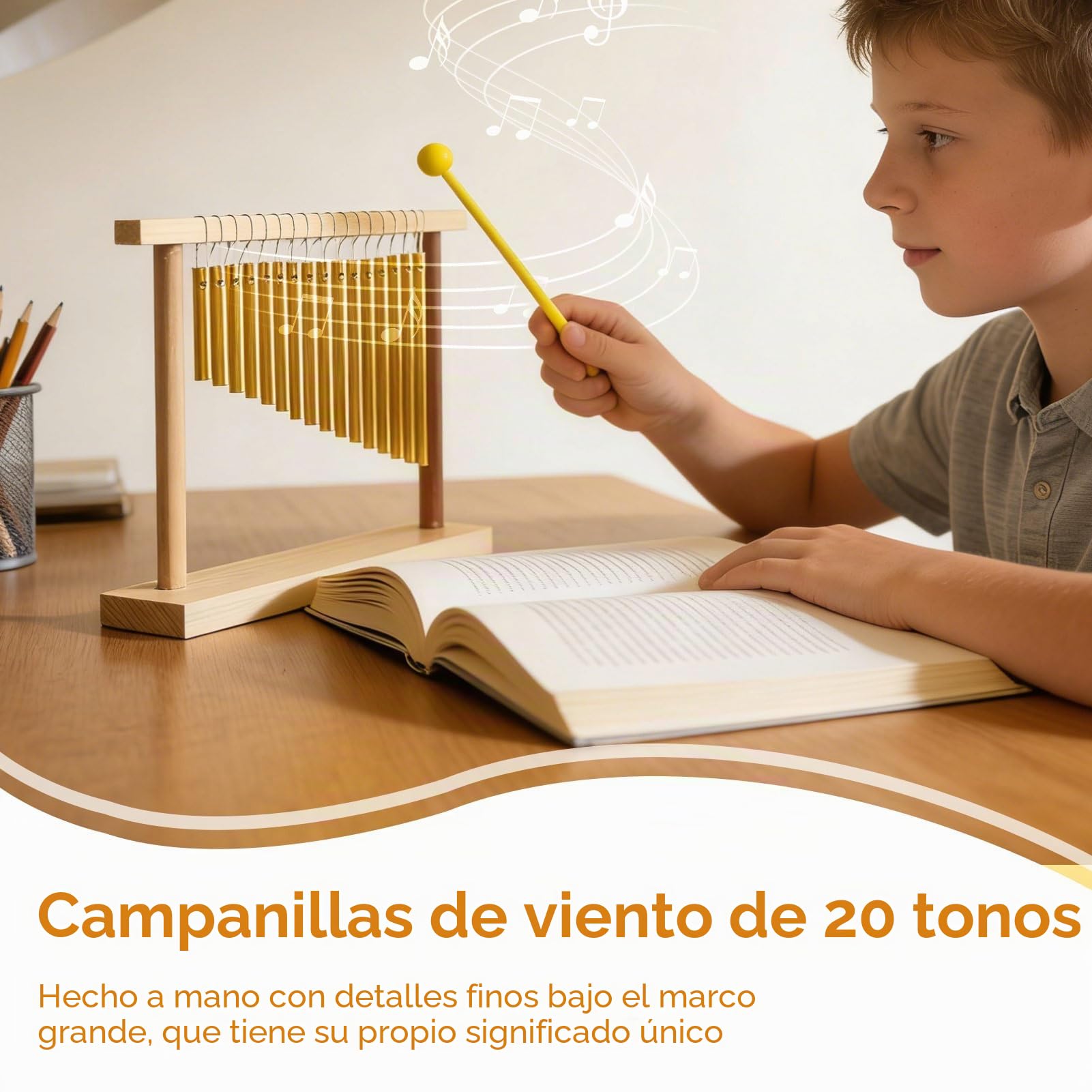 Instrumento De Campanillas, Campanas De Percusión De 20 Notas Campanas De Mesa De Una Fila Campanas De Barra Campanilla De Viento Con Mazo Para Niños Y La Formación Musical