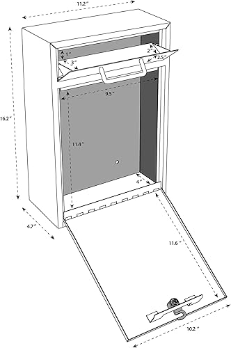 Miniatura 10 de Buzón de correo con caja de seguridad de montaje en pared 7415
