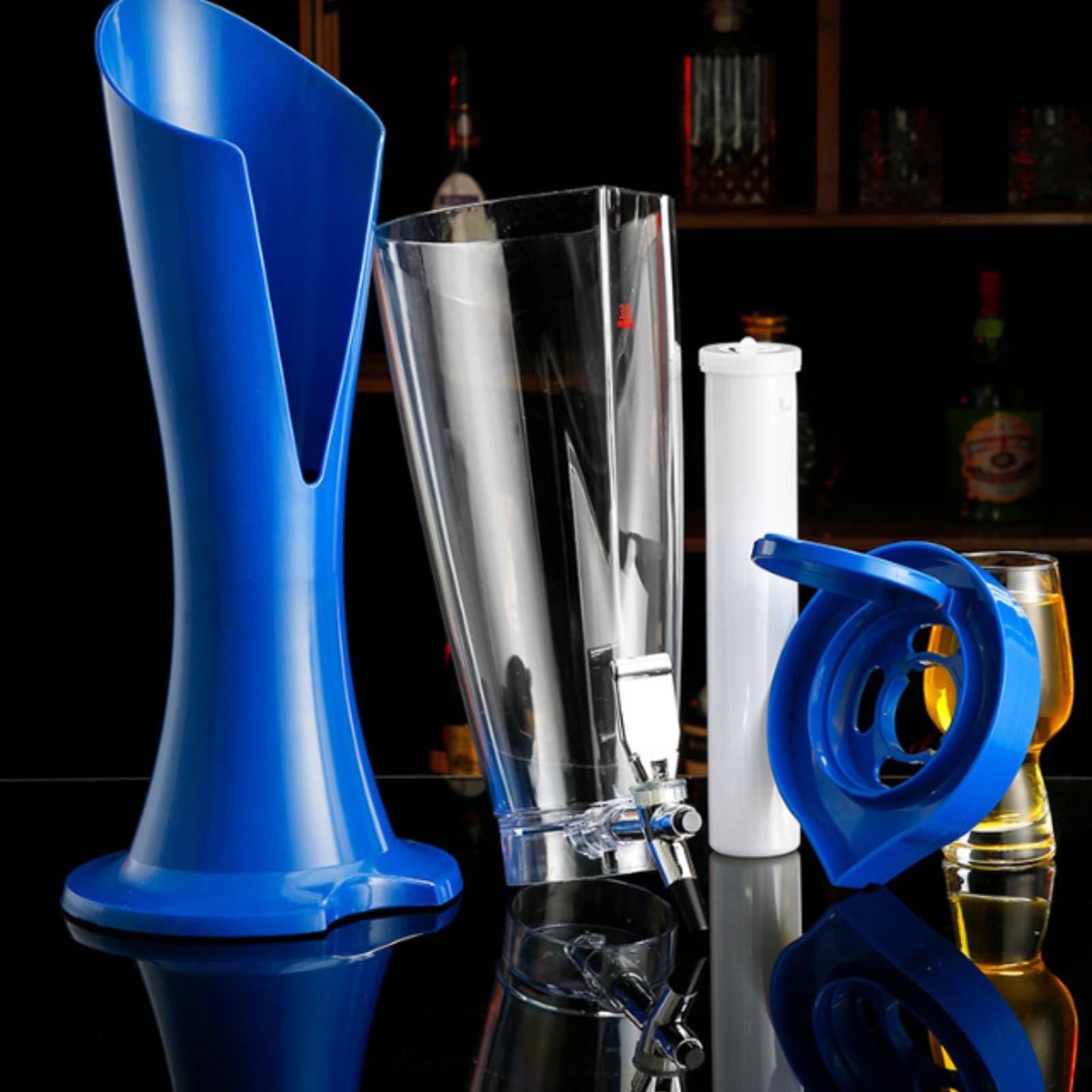 Biersäule Bier Zapfsäule Getränkespender Ausschankturm Zapfgerät mit Kühlröhre Und LED Licht Dicker für Geburtstagsfeier Vereinsheim Lounge Selbstbedienung, Silber, Silber
