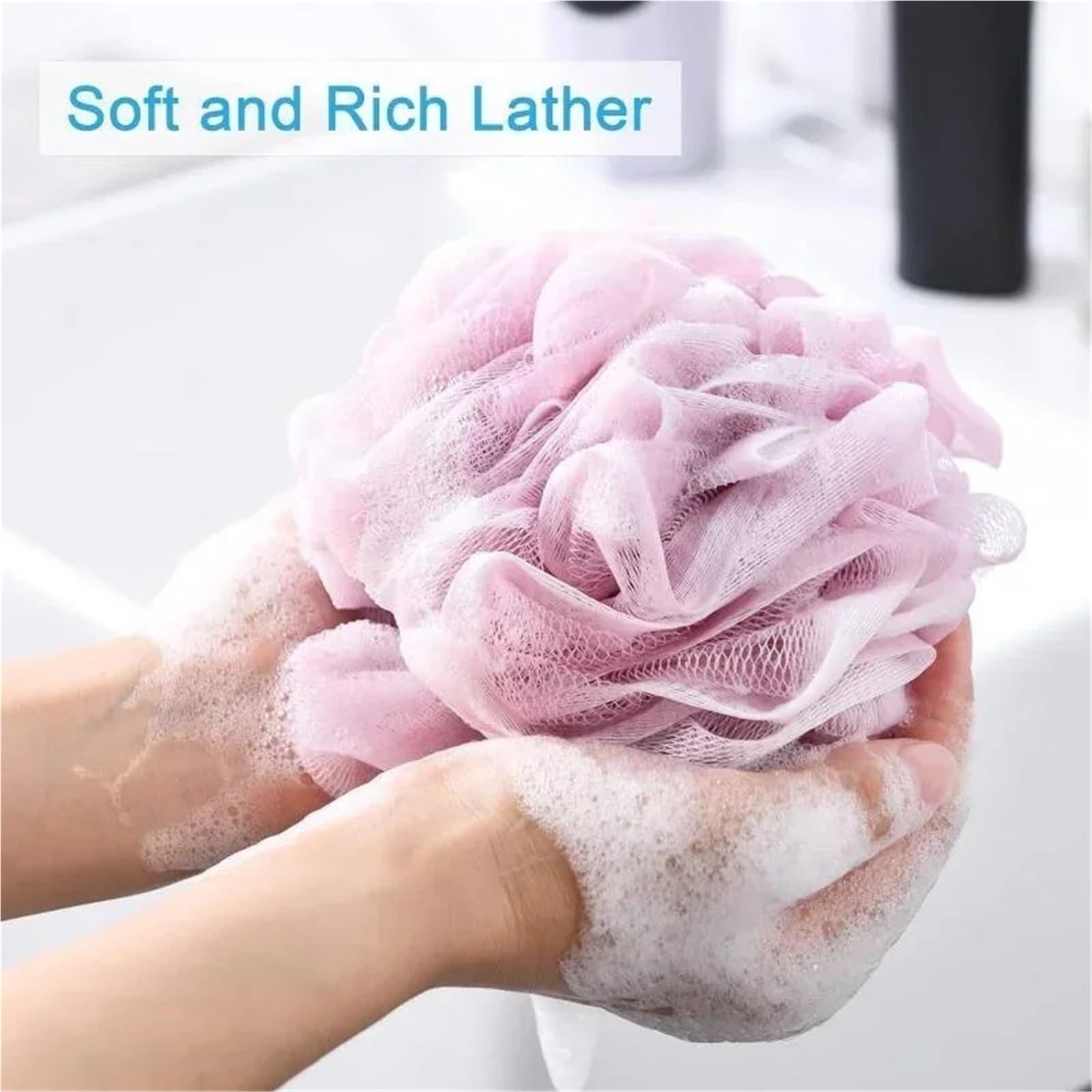Duschschwamm, 1/2/3 Stück, großer Badeschwamm mit reichhaltigem Schaum, Handtuch-Peeling, Körperreinigungsschwamm aus Netzgewebe, Badezimmeraccessoires
