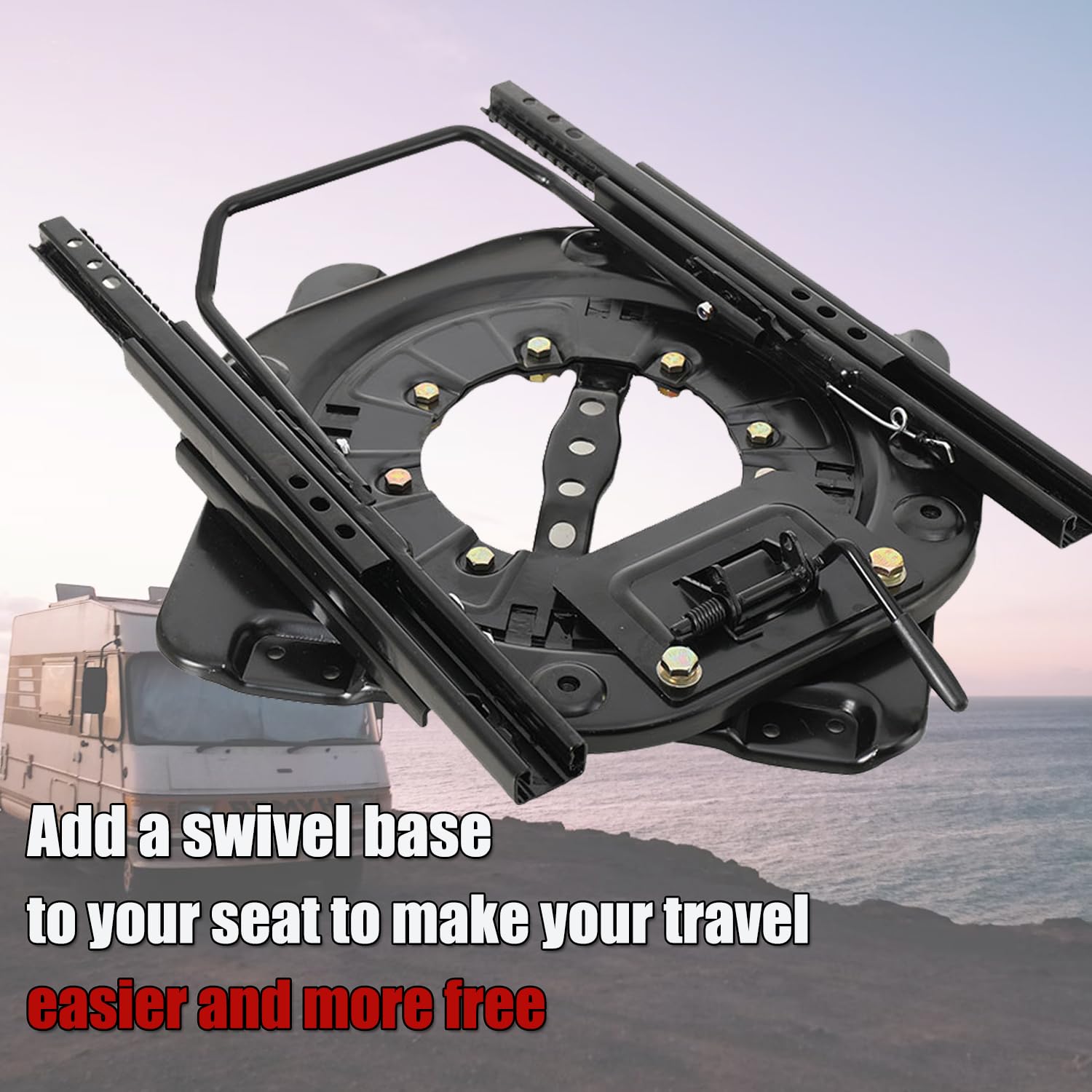 Base del Sedile Girevole, Base Girevole per Sedile Pesante Regolabile con Scorrimento, Base Girevole Piastra in Acciaio Girevole a 360 Gradi per Camper, Rv, Barca, Bus