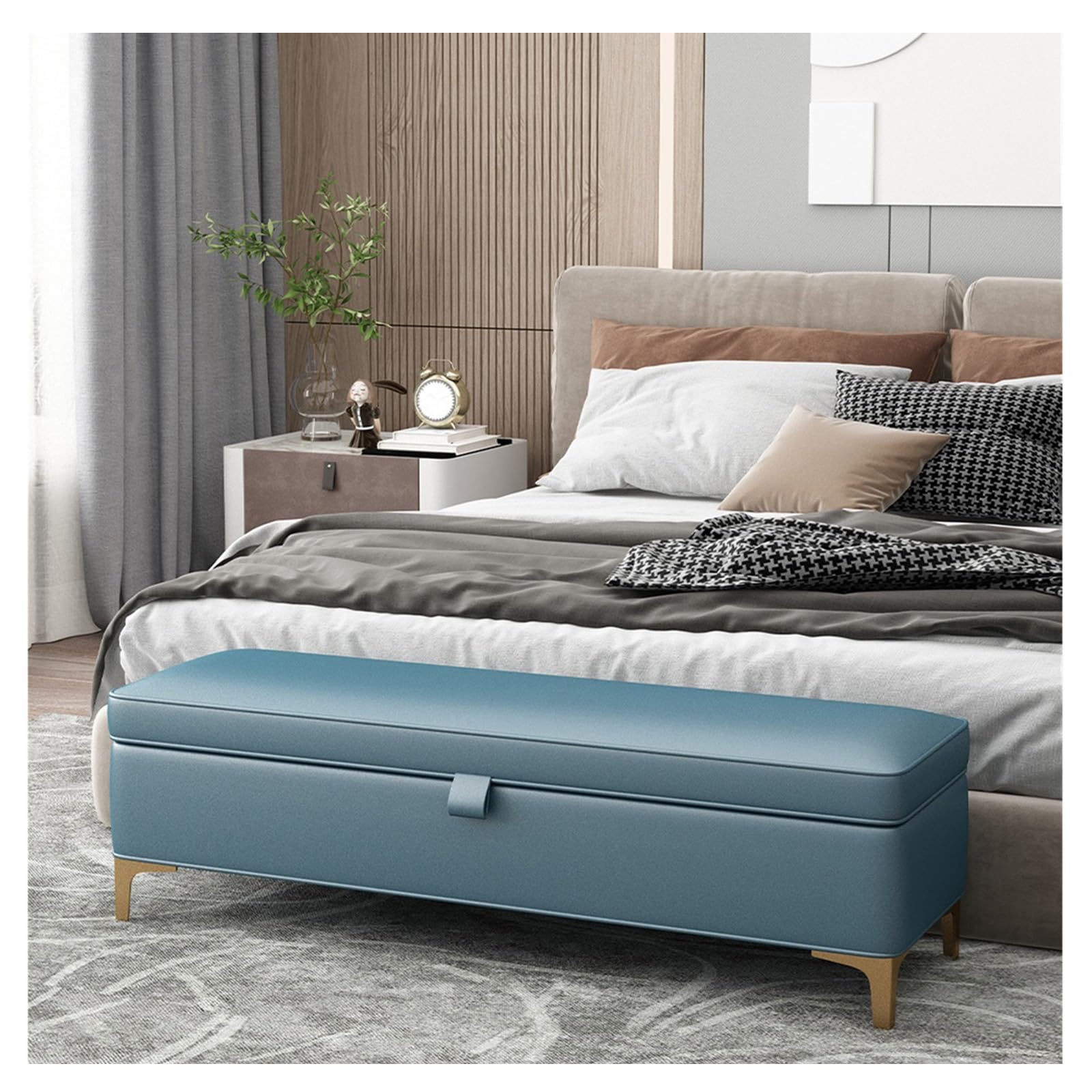 Pufa do przechowywania ławka do przechowywania - ławka wejściowa, pufa do łóżka, skórzana kanapa do sypialni sofy do sypialni pod stopę łóżka, tapicerowana sofa ze złotymi nogami Sofa do sypialni