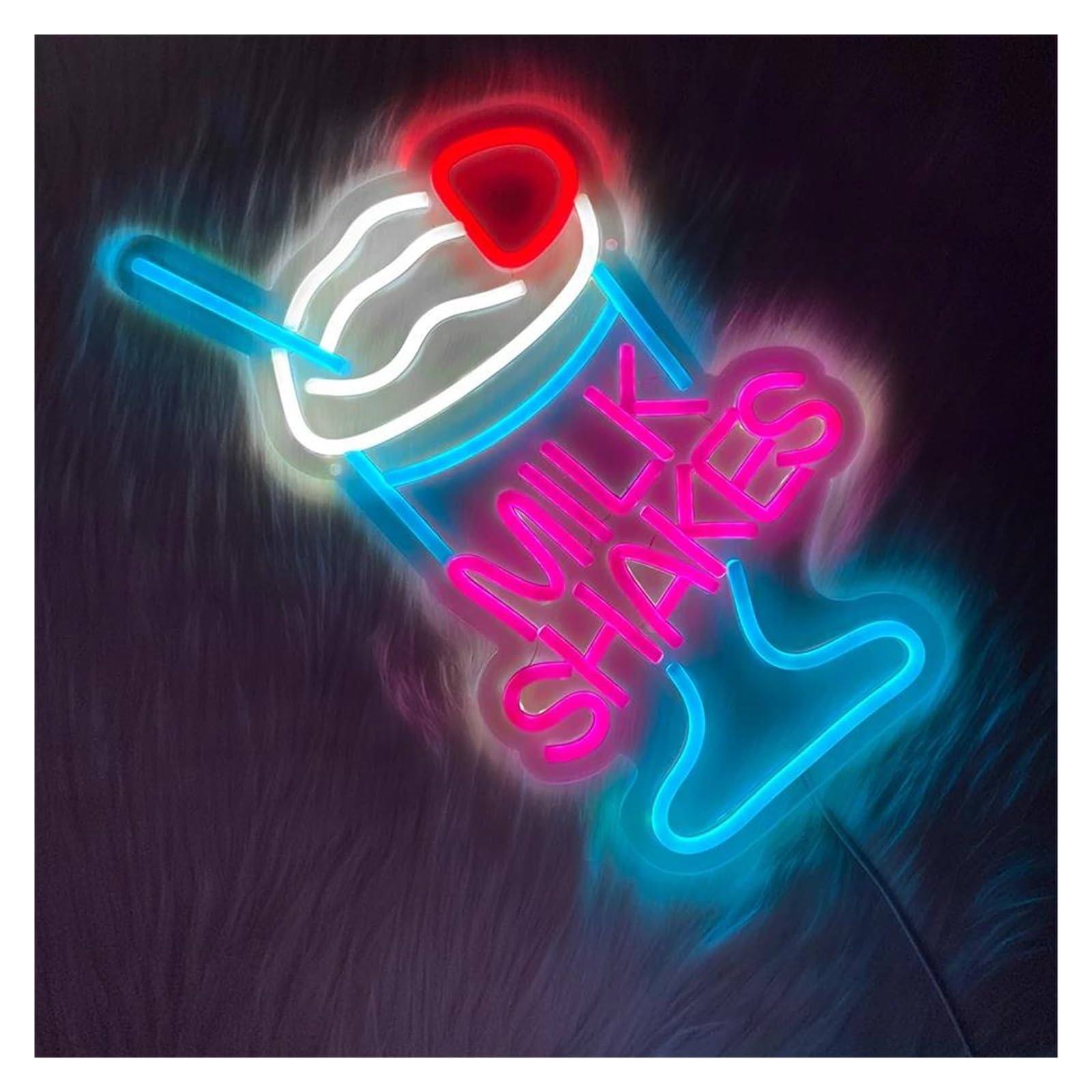Insegna al Neon Milk Shakes Neon Signs Gelato, Cibo Bevande Ristorante Luci Neon Decorazione Da Parete 40cmх23.5cm