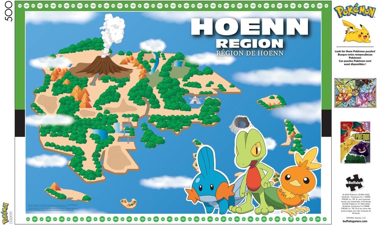 Buffalo Games - Pokemon- Hoenn Region - 500 Piece Jigsaw Puzzle for Adults -Challenging Puzzle Perfect for Game Nights - Finished Size is 21.25 x 15.00