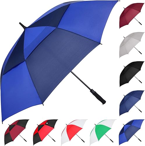 Vista 11 de MRTLLOA Paraguas para golf extragrande con apertura automática de 54, 62, 68 o 72 pulgadas, toldo doble ventilado, resistente al viento e Verde