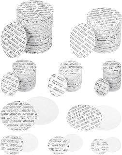 PATIKIL 250pcs Foam Lid Liners 20/24/28/38/51mm Adhesive PS Pressure Sensitive Seals for Jar Bottle Caps - Leak-Proof Black Text White Inserts