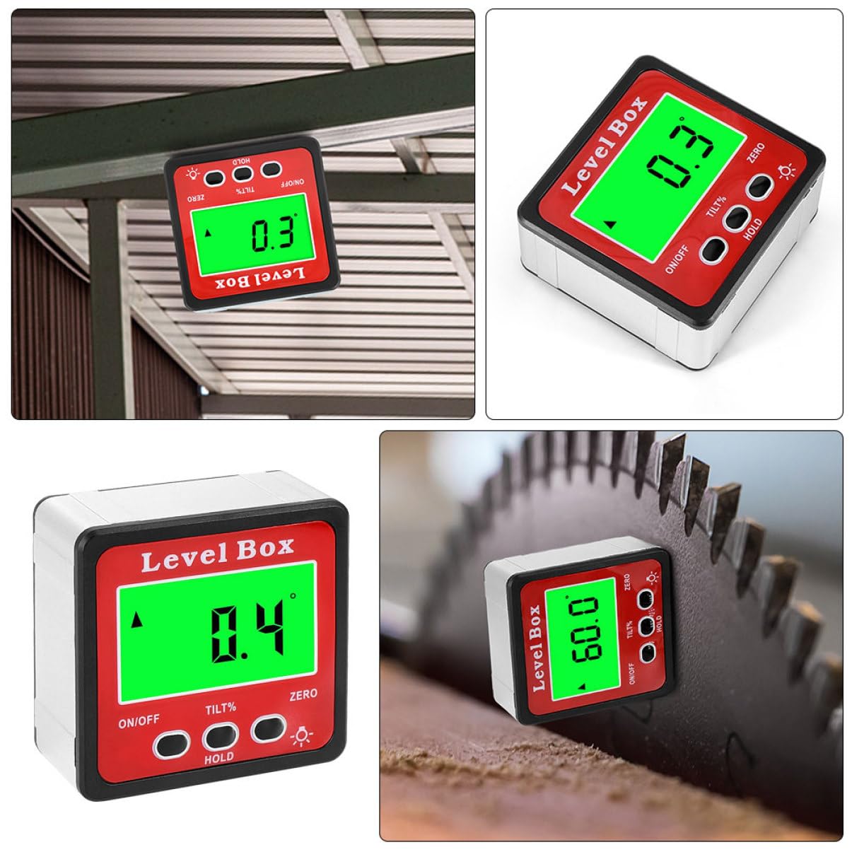 jojofuny 3pièces Niveau à Bulle Numérique Multifonction Inclinomètre Digital Avec Affichage Lcd Rétroéclairé Outil De Mesure Angle Pour Bricolage Et Décoration Intérieure