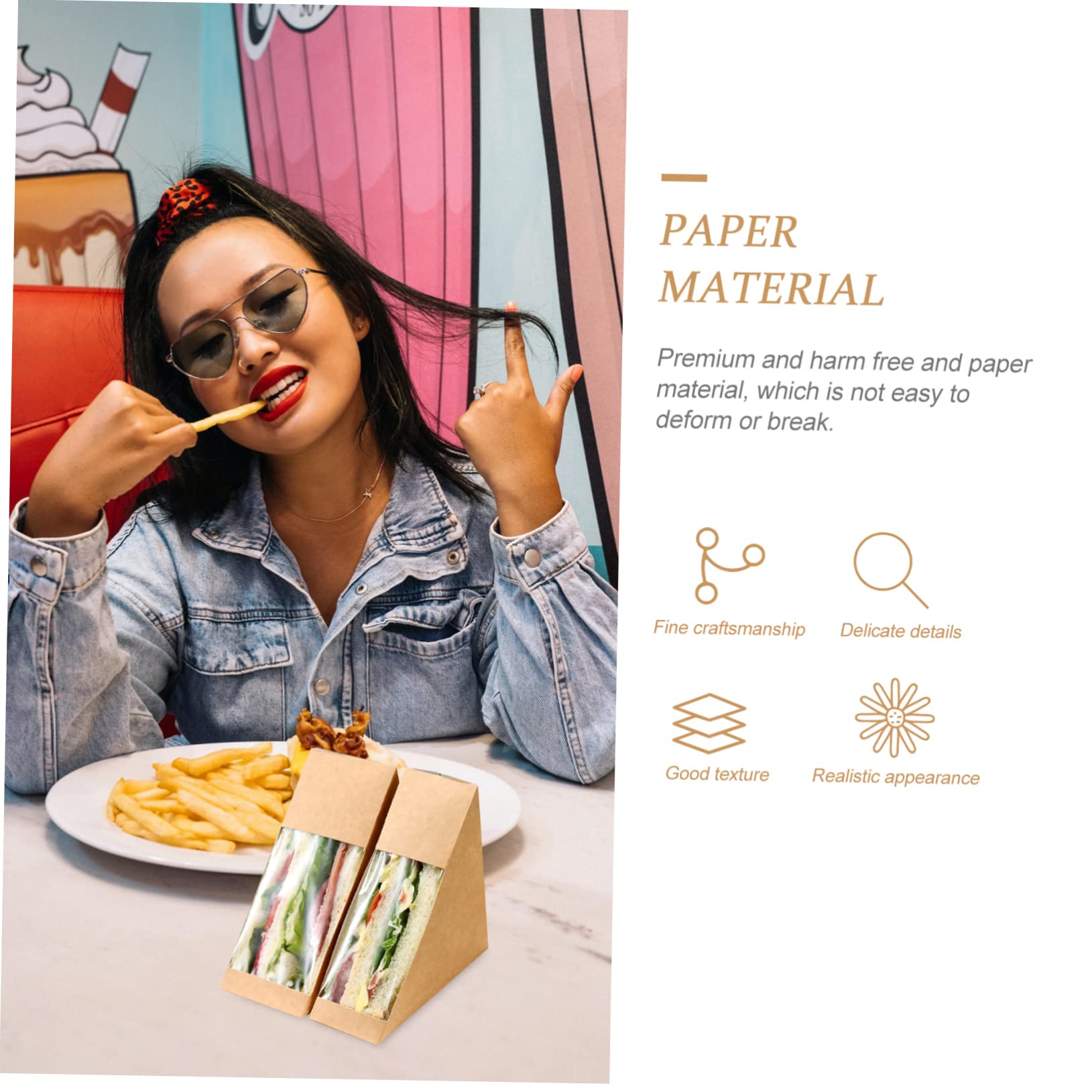 Alipis 100pièces Boîtes à Emporter Chinoises Papier Boîte Pour Sandwichs Kraft Pour Gâteaux Et Desserts