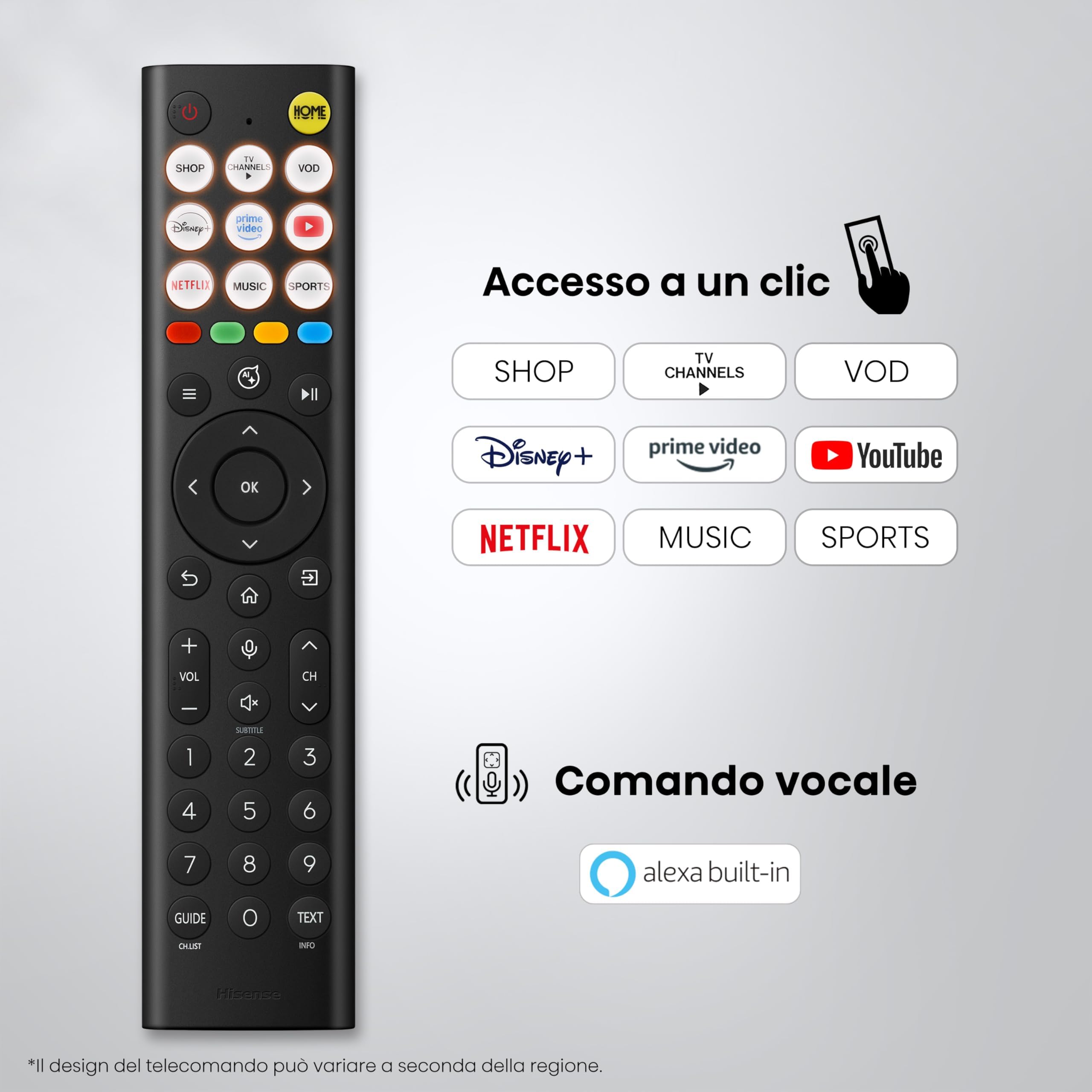 Hisense Smart TV MiniLED 55" 4K TV 55U7SE | Dolby Atmos 2.1 By Devialet, Dolby Vision IQ, HDR10+, VIDAA OS, Alexa, lativù 4K, Wifi, BT, Airplay2, 2026 Model